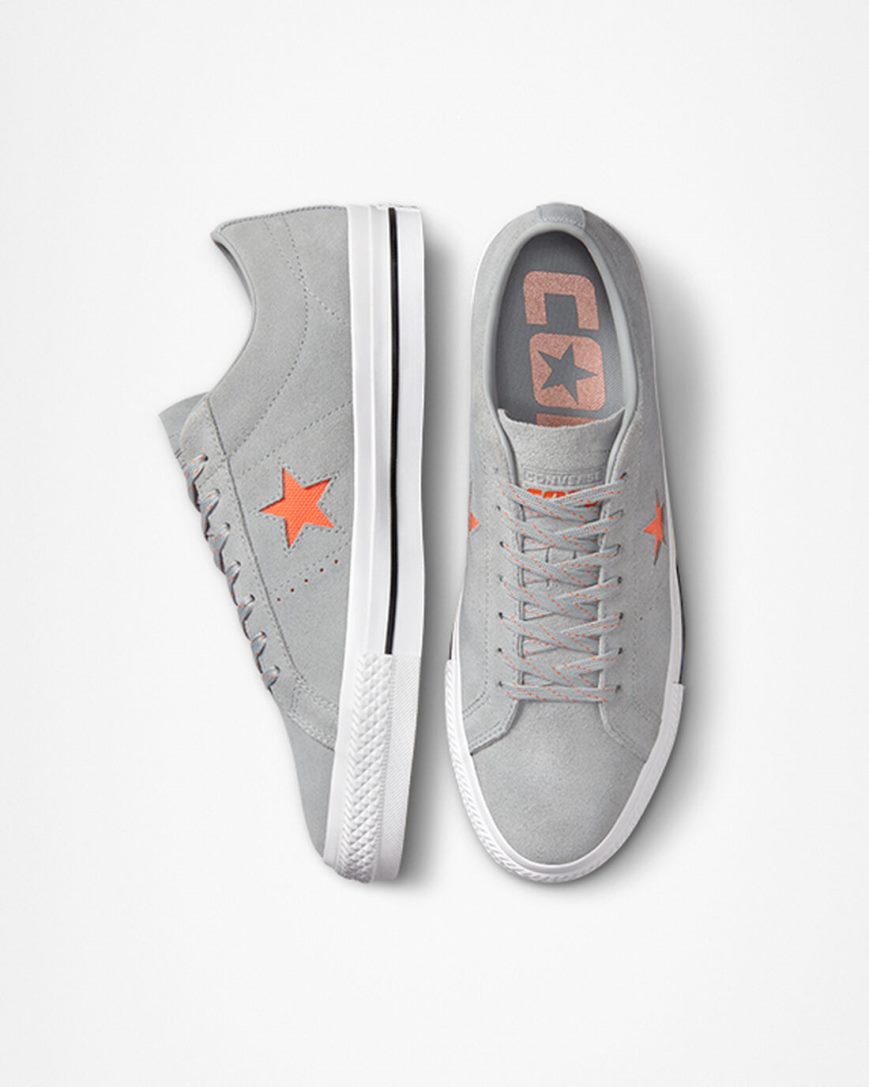 Men's Converse One Star Pro Skate Shoes Grey / Orange / White | AU 48156A